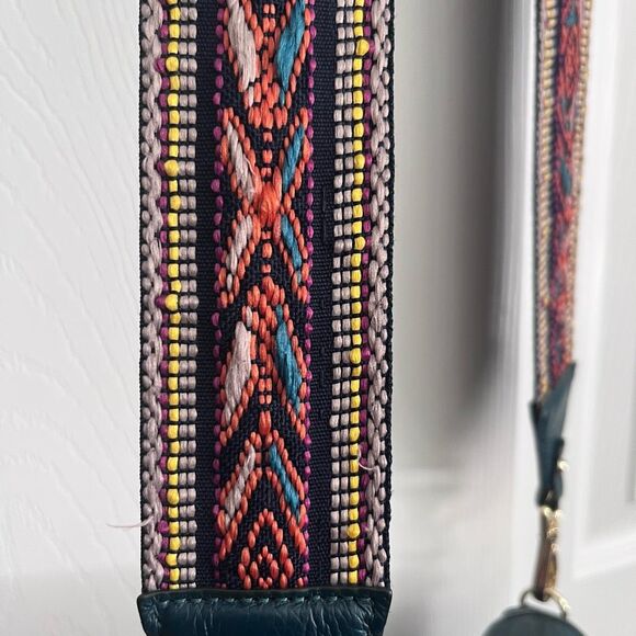 Ora Delphine Small Saddle Bag Emerald Green Pebbled Leather Guitar Strap Crossbo - Picture 7 of 12